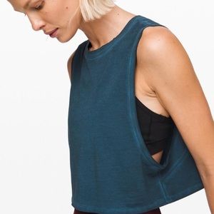 Blue lululemon all yours cropped tank